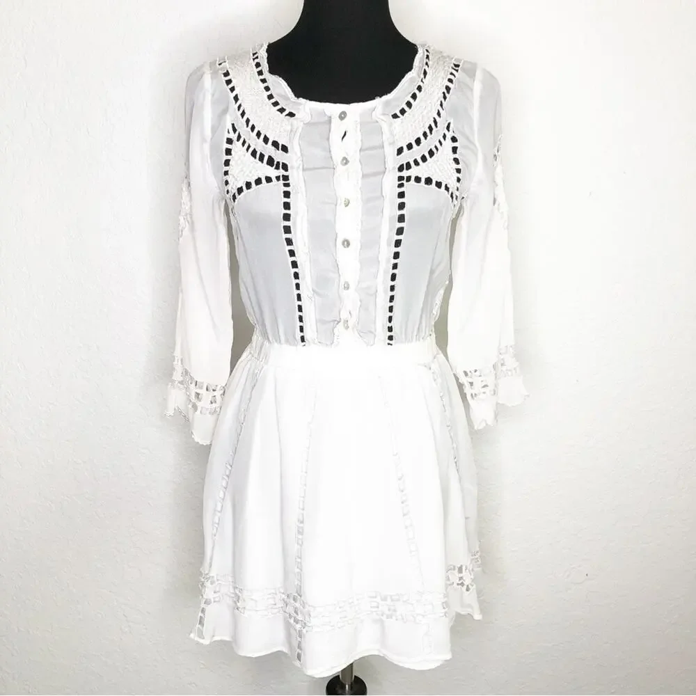 Tularosa Orsen white cutout embroidered dress size XS